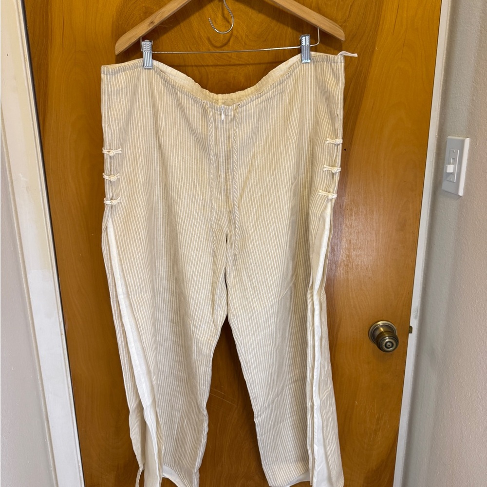 Jasmine drawstring Pants in tan and white